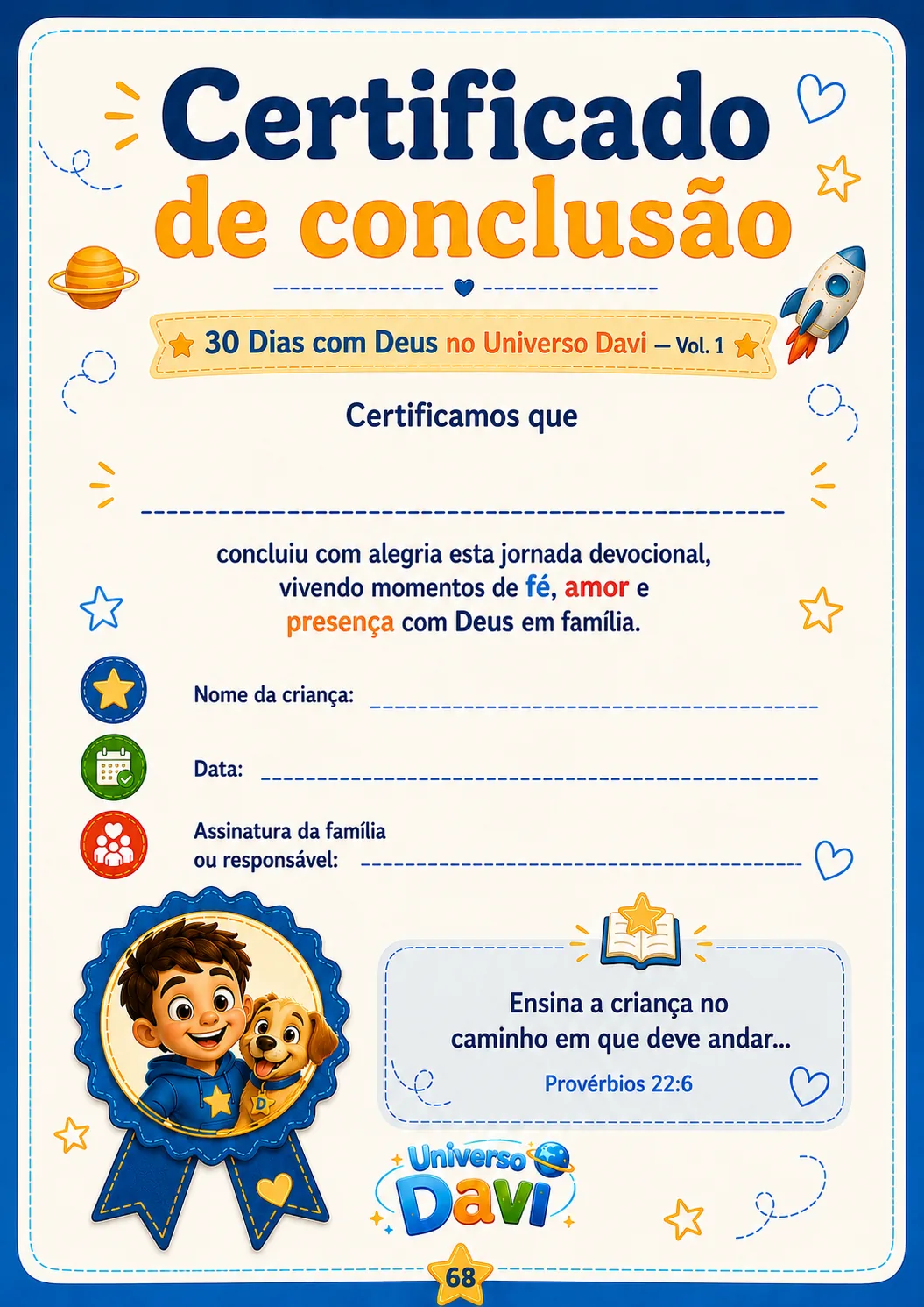 Certificado de conclusão dos 30 dias